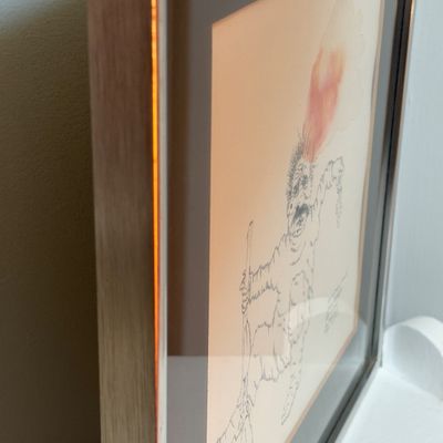 "It's a Man's Work" Signed Original Drawing by Colin/John Doerflinger, San Francisco, 1974, Framed