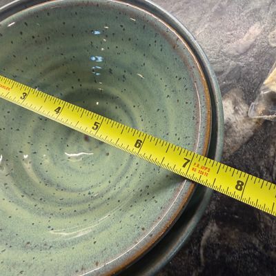 Lot of Signed Studio Pottery Bowls, Blue and Green Glazed Ceramics