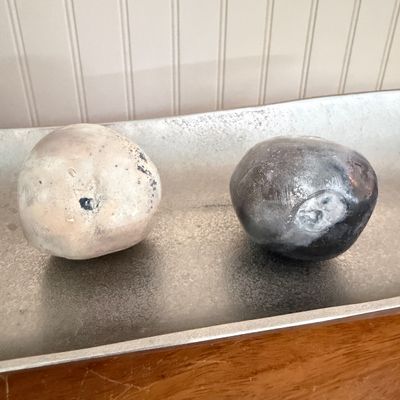 “Article” Aluminum Tray w Set of 4 Sculptural Ceramic Pears