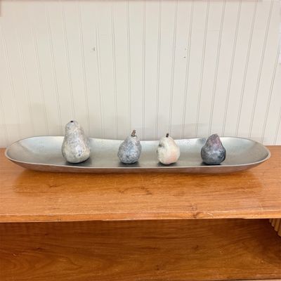 “Article” Aluminum Tray w Set of 4 Sculptural Ceramic Pears