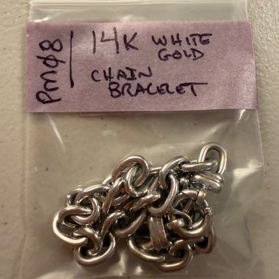 14k White Gold Italy Chain Bracelet