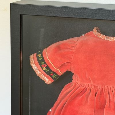 Vintage Childs Dress Mounted in Shadow Box Frame