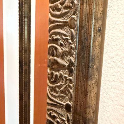 Dark Ornate Full-Length Wall Mirror with Embossed Decorative Frame