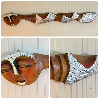 5” Long Hand Carved Wooden Tribal Wall Sculpture
