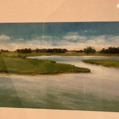 Gail Higginbotham “Knapps Narrows II” Original Oil Pastel Professionally Matted & Framed