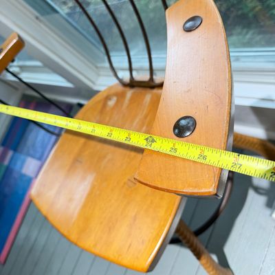 Vintage Mid-Century Modern Wooden Armchair with Sculptural Metal Frame & Curved Wood Arms