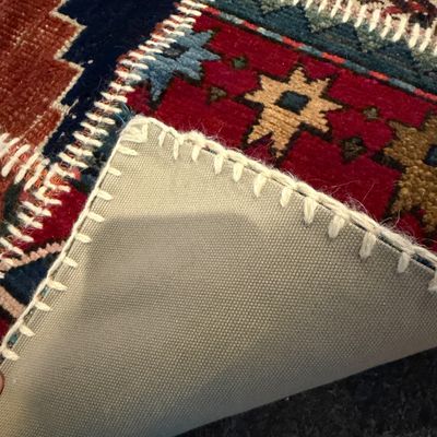 Multicolored Patchwork Rug Runner with Geometric Tribal Patterns w Rug Pad