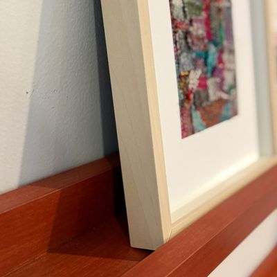 Framed Handmade Textile Art by Jean Moran & Colorful Embroidered Bird Artwork