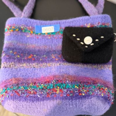 Lot of Artisan Wool Bags, Handwoven Shoulder Bag & Embellished Crossbody Purse