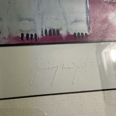 Two Framed Jimmy Wright Signed Abstract Minimalist Animal Artworks