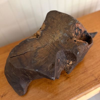 Rustic Carved Natural Wood Sculptural Bowl – Organic Primitive Style