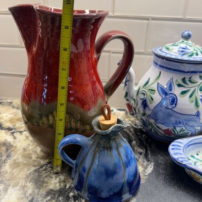 Lot Decorative Ceramic Pottery - Villeroy & Boch, Alsace Teapot, Hand-Painted Plates, Pitchers