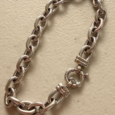 14k White Gold Italy Chain Bracelet