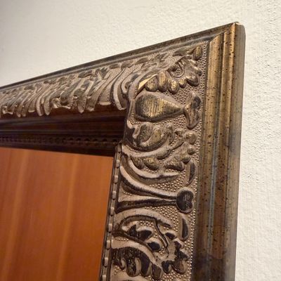 Dark Ornate Full-Length Wall Mirror with Embossed Decorative Frame