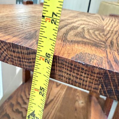 Rustic Solid Wood Three-Tier End Table / Plant Stand w Pegged Joinery &Brass Hardware