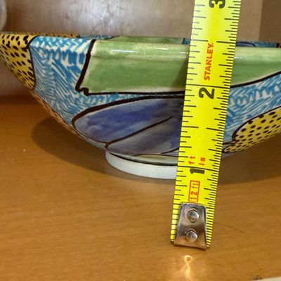 Collection of Colorful Decorative Ceramic Pottery, Serving Plates, Bowls, Teapot, and Mugs