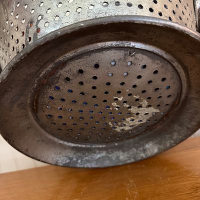Vintage Metal & Ceramic Colanders w Artisanal Felt Accessories