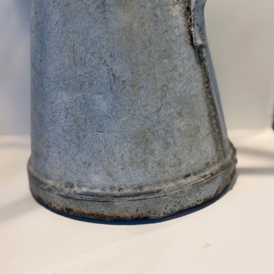 Pair of Large Rustic Metal Pitcher Vases, Aged Patina Finish, Farmhouse Decor