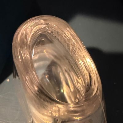 Kosta Boda Signed Art Glass Vase w White Threaded Net Design, Sweden