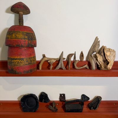 Organic & Primitive Sculptural Objects Lot – Found Wood, Driftwood, Natural Stone & Rustic Metal