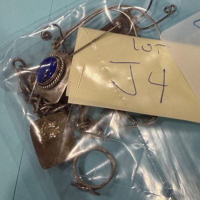 Mixed Sterling Jewelry Lot - Rings, Signed Brooch, Earrings, Bracelet