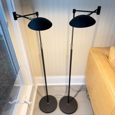 2 “Plus Black” Adjustable LED Floor Reading Lamps, Model T2057A