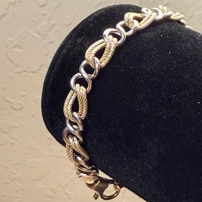 14k Gold Two Toned Harry Manson Schmidt Chain Bracelet