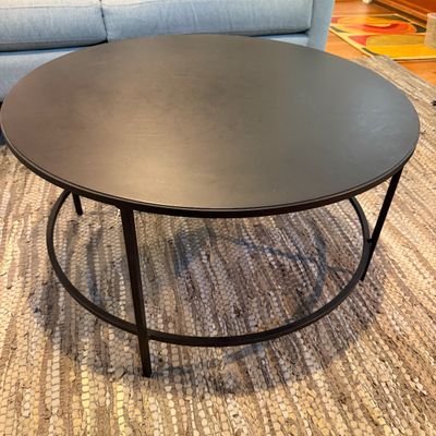 Modern Black Metal Coffee Table, Contemporary Minimalist Design