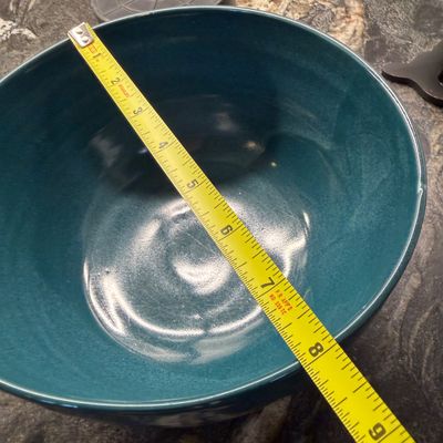 Collection of Colorful Decorative Ceramic Pottery, Serving Plates, Bowls, Teapot, and Mugs