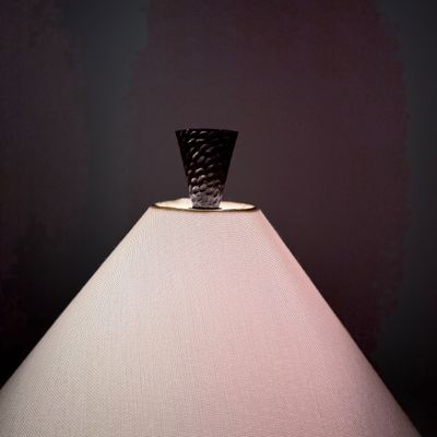 Pair of Vintage-Style Black Textured Table Lamp w Tapered Shade