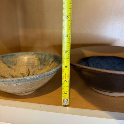 Lot of Signed Studio Pottery Bowls, Blue and Green Glazed Ceramics
