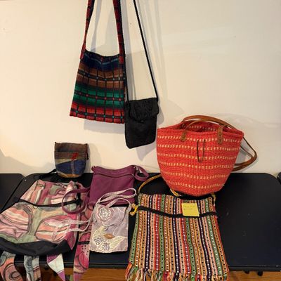 Mixed Lot of Artisan Purses, Vintage Kiondo Woven Bag, Handmade Guatemalan Bags, Crossbody & Shoulder Bags