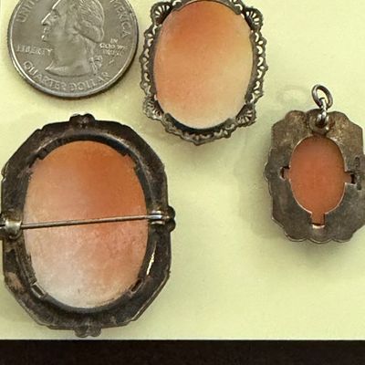 Antique Cameo Jewelry Brooch & Pendant Lot