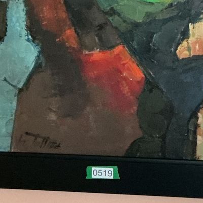 Large Signed Abstract Modernist Oil on Canvas Professionally Framed Painting Artwork