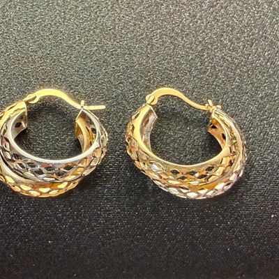 14k Gold Mesh Two Toned Earrings