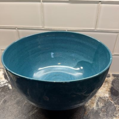Collection of Colorful Decorative Ceramic Pottery, Serving Plates, Bowls, Teapot, and Mugs
