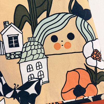 Lot of 2 Marimekko Bags - Marikylä (Mari Village) Fabric Tote + Kaika Mini Unikko Pouch