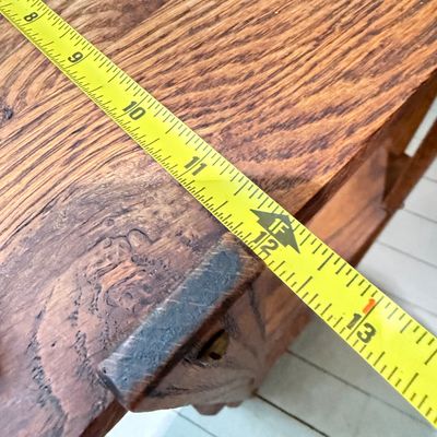 Rustic Solid Wood Three-Tier End Table / Plant Stand w Pegged Joinery &Brass Hardware