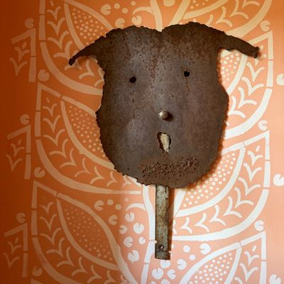 Primitive Rustic Metal Wall Art Sculpture w Weathered Iron Patina