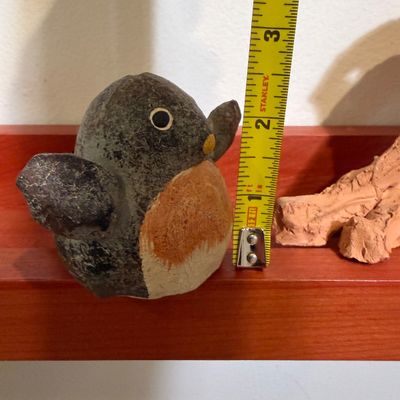 Folk Art Collection –Julia Stankova “A Bird Bizarre” Painted Wood Reliefs, Bird-Decorated Wooden Box, Two Wood Bird Sculptures & Clay...