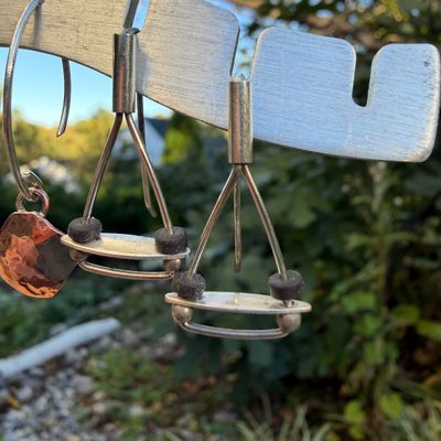 Lot 6 Pairs Mixed Metal Artisan Earrings with Labradorite, Copper & Sculptural Designs Jewelry