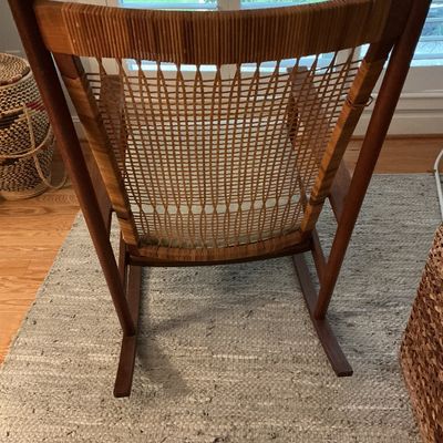 DUX Danish Modern Wooden Rocking Chair with Woven Cane Back, Made in Denmark