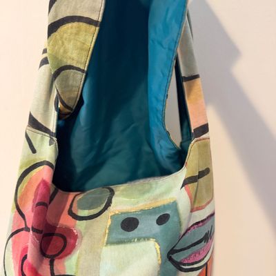 Iro Design Abstract Multicolor Printed Fabric Shoulder Bag with Long Strap