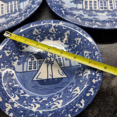 Lot 5 Coastal Ceramic Plates & Crock Sailboat Seaside Village Designs