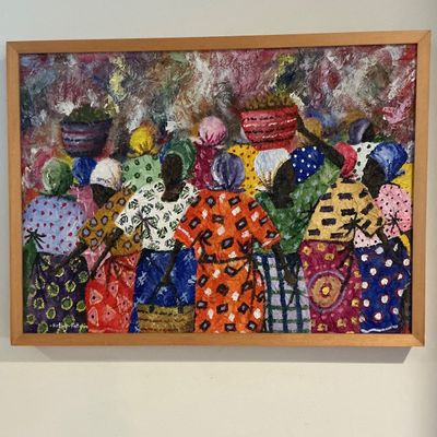 Kathy Katuti “Going Shopping” Framed Oil on Canvas Painting