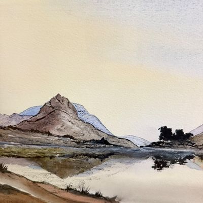 Professionally Matted & Framed Original Watercolor Landscape Painting