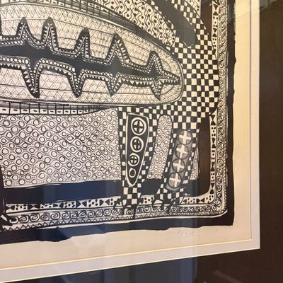 P. Bilk Signed Abstract Black-and-White Serigraph, 14/50, Framed Art