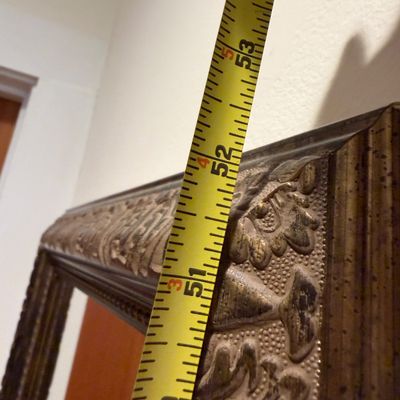 Dark Ornate Full-Length Wall Mirror with Embossed Decorative Frame