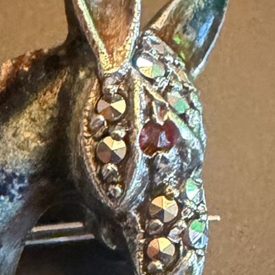 Vintage Maison Behar Sterling Silver Enamel & Marcasite Donkey Brooch