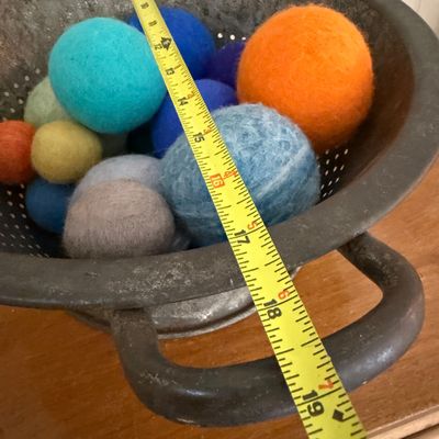 Vintage Metal & Ceramic Colanders w Artisanal Felt Accessories
